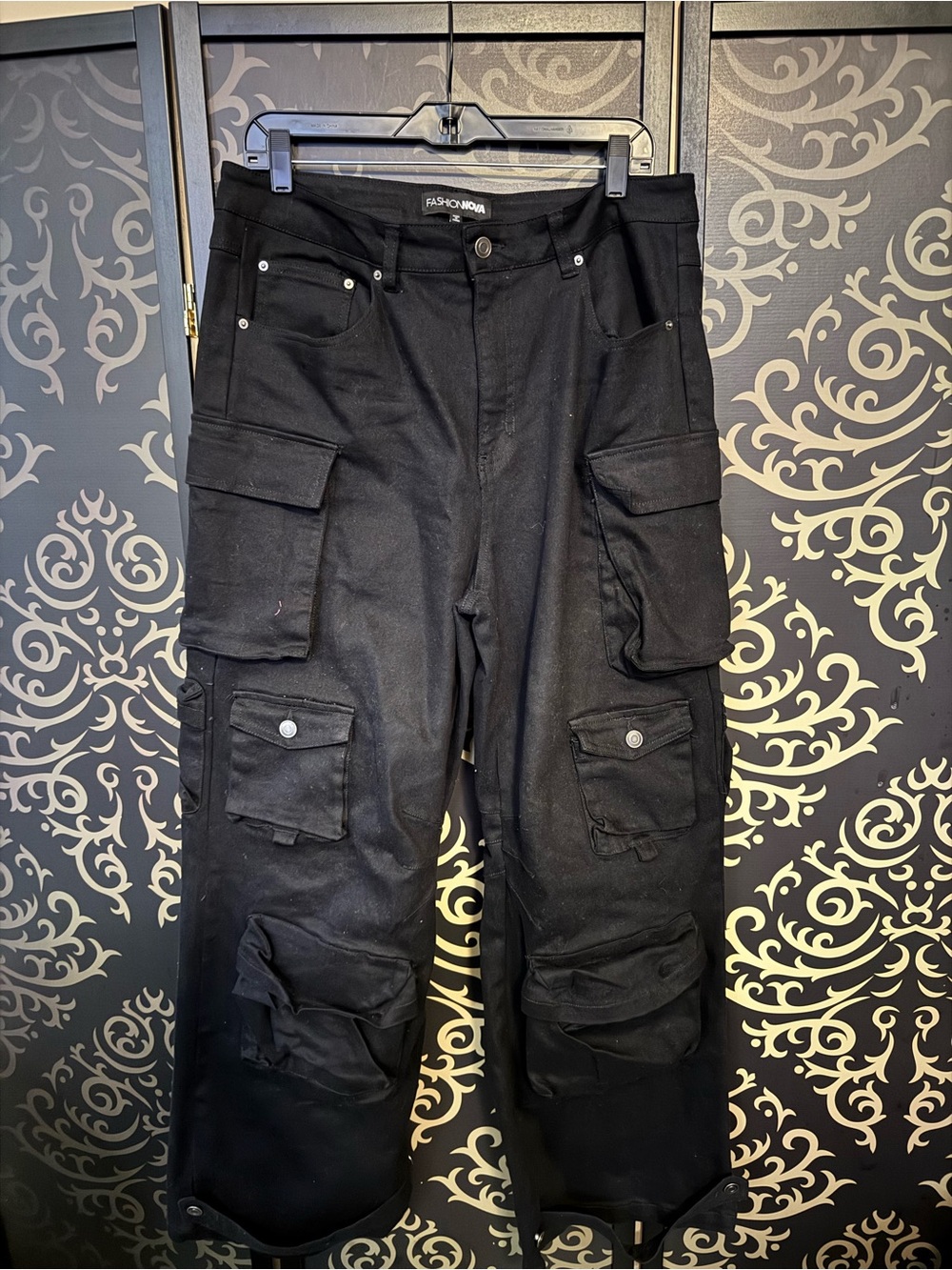 Fashion Nova Black Women's Cargo Pants with Utility Pockets